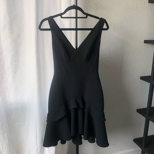 SALONI Stunning Plunge Ruffle Little Black Dress